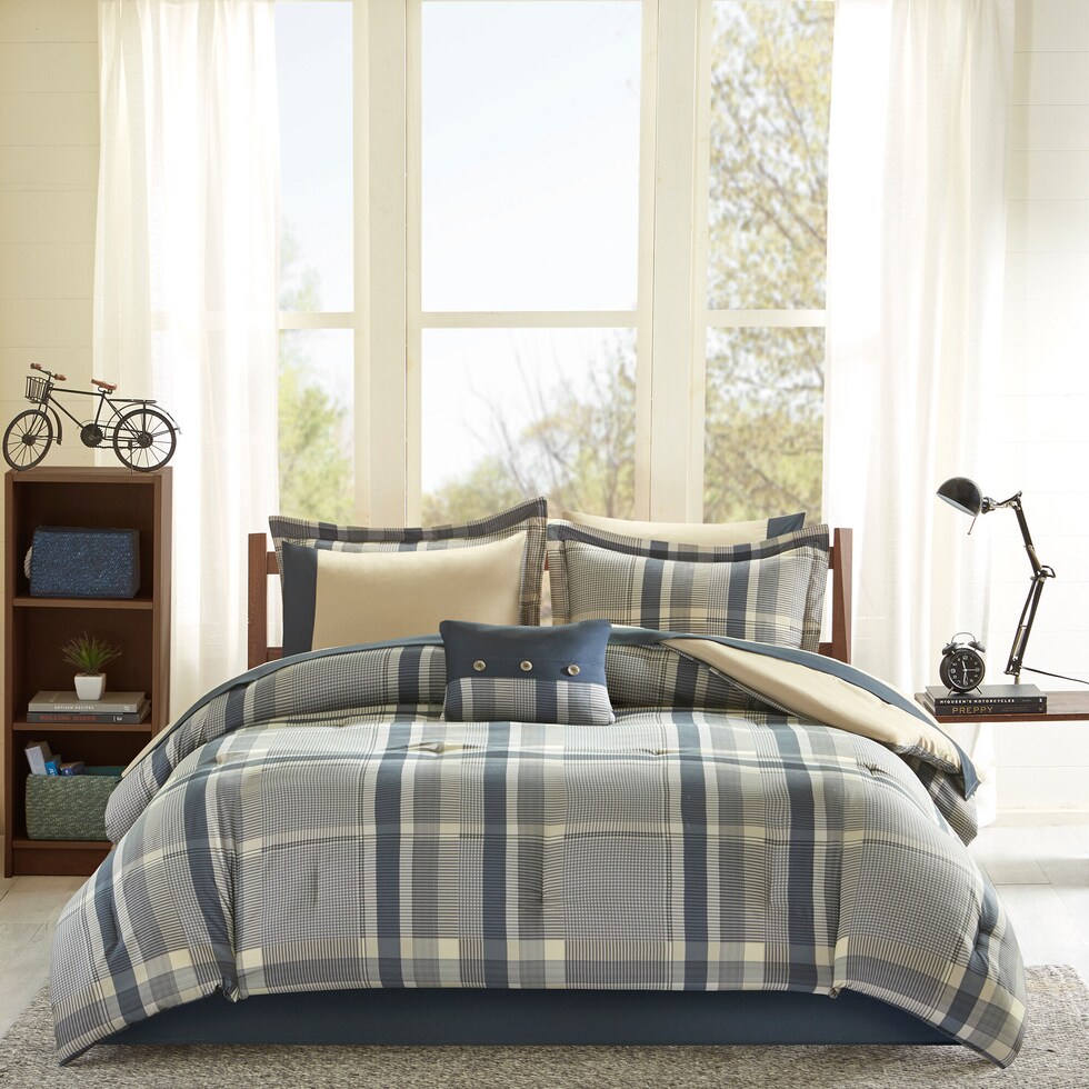 tyen blue twin bedding set   