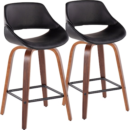 Uma Set of 2 Counter-Height Stools with Square Foot Rest