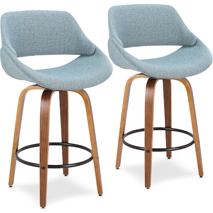Uma Set of 2 Counter-Height Stools - Blue