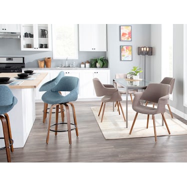 Uma Set of 2 Counter-Height Stools with Round Foot Rest