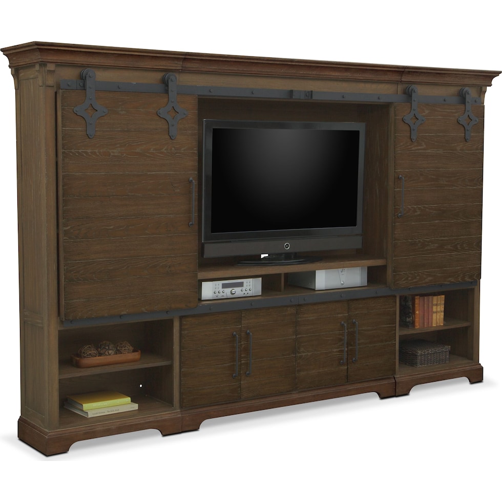 union city brown entertainment wall unit   