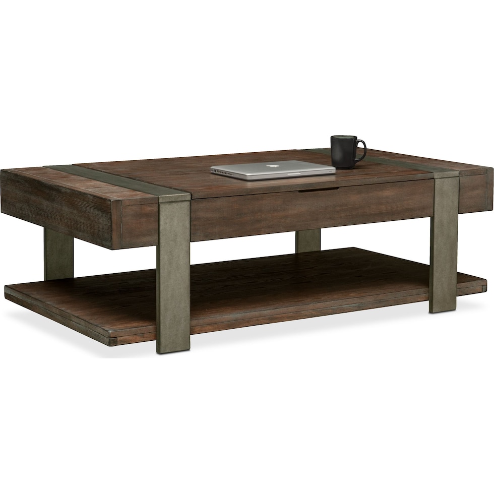 union city dark brown lift top coffee table   