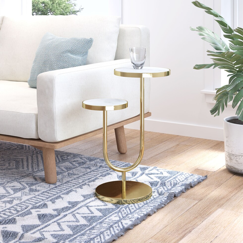 upsy white gold side table   