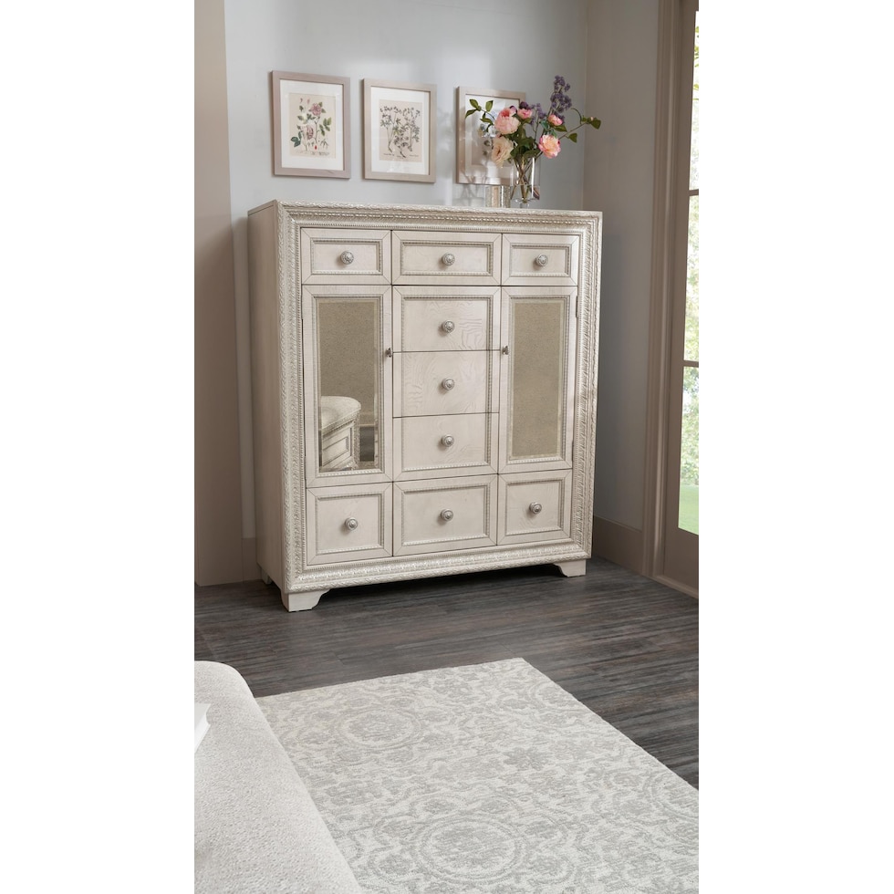 valentina champagne door chest   