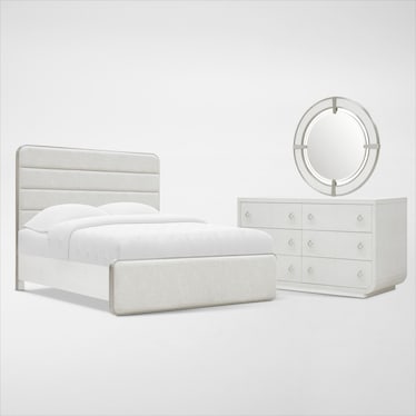 Venice 5-Piece Upholstered Bedroom Set with Dresser and Mirror - King