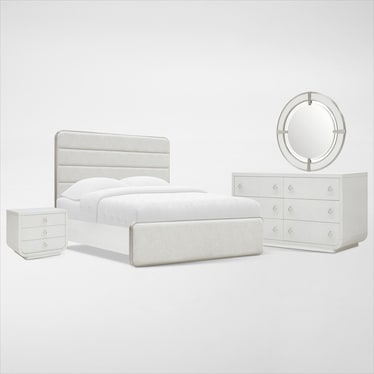 Venice 6-Piece Upholstered Bedroom Set with Dresser, Mirror, and Nightstand - King