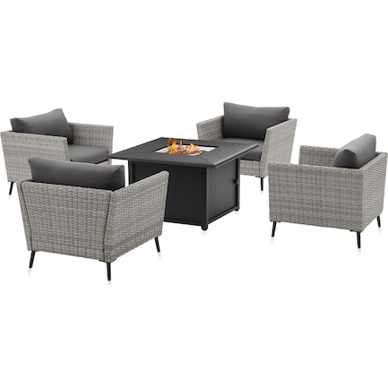 Ventura Set of 4 Outdoor Chairs and Fire Table