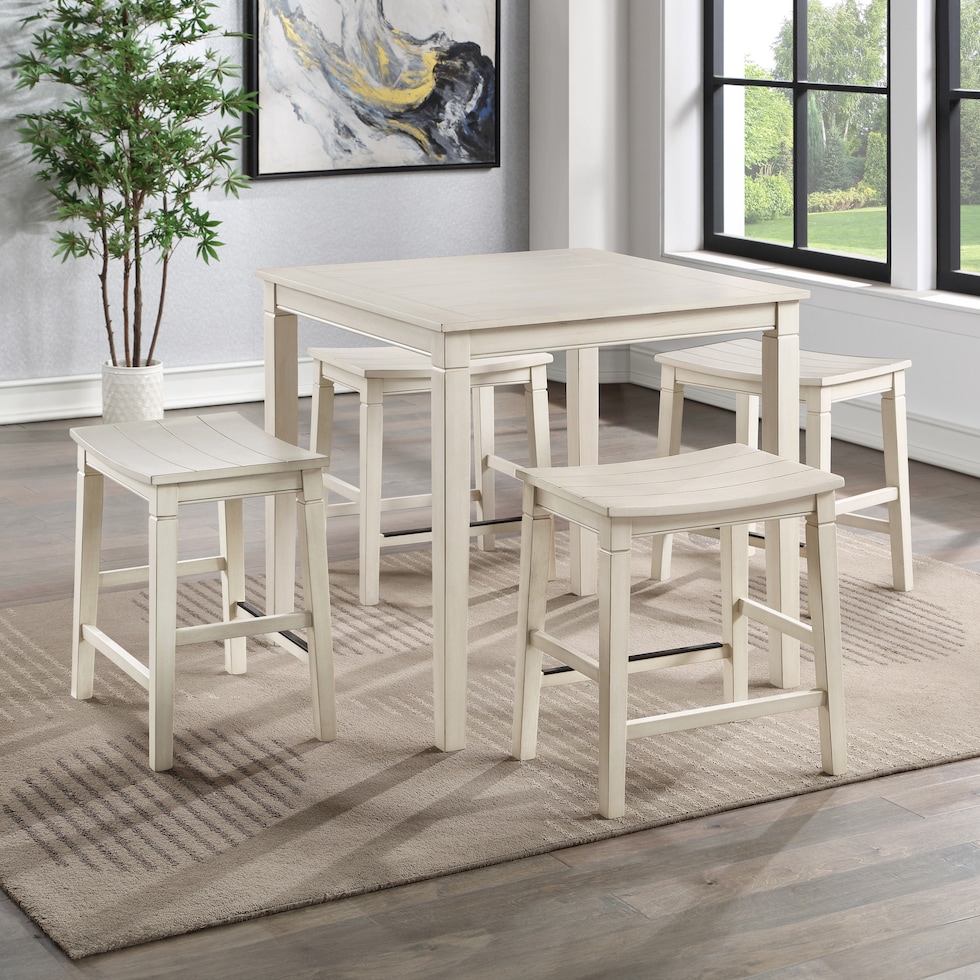 verity white  pc counter height dining room   