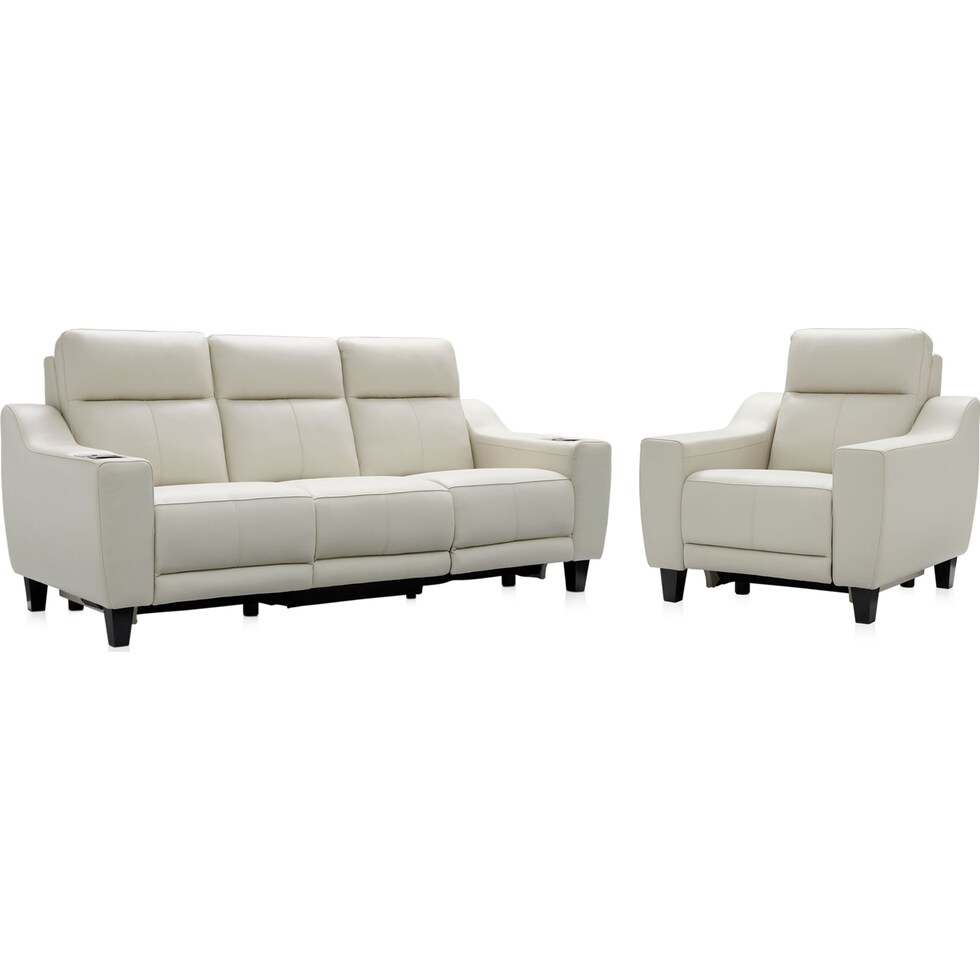 vesper white  pc power reclining living room   