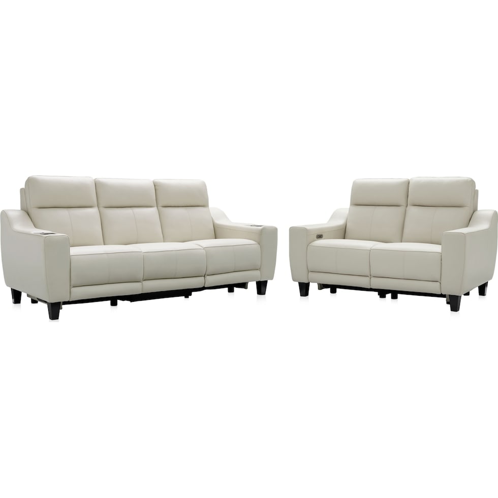 vesper white  pc power reclining living room   