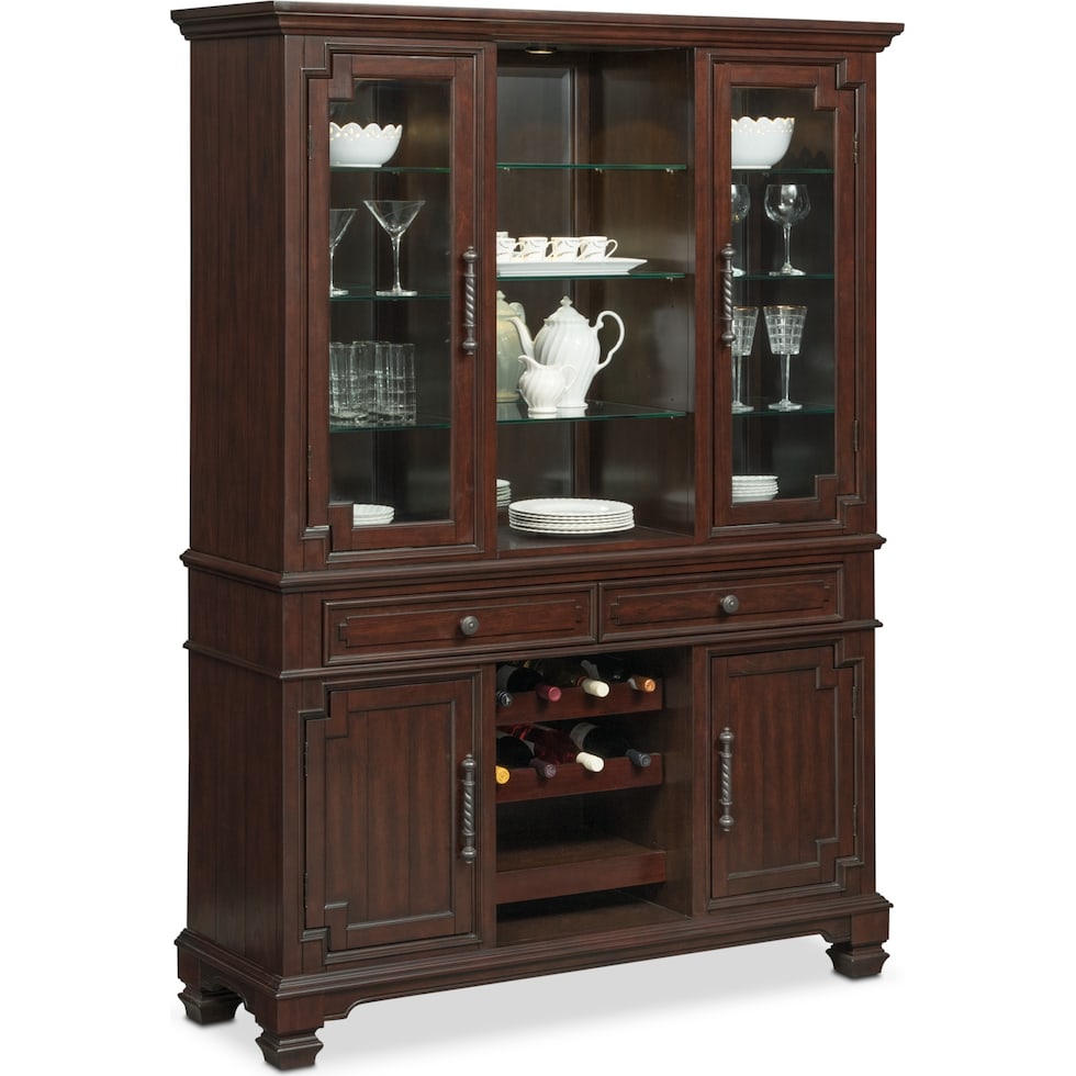 vienna merlot dark brown buffet and hutch   