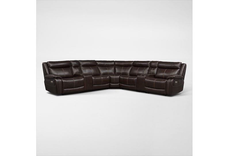 vince dark brown  pc power reclining sectional   