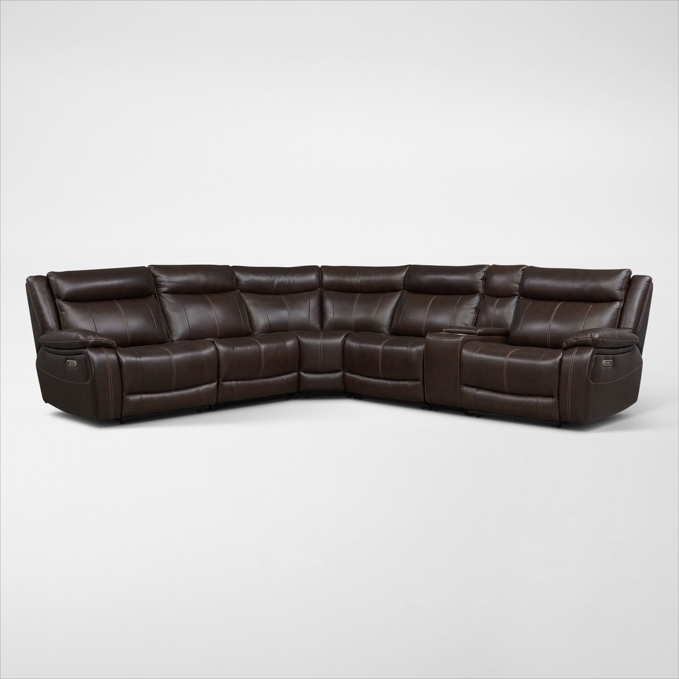Vince 6 Piece Dual Power Reclining Sectional with 3 Reclining Seats Brown Value City Furniture