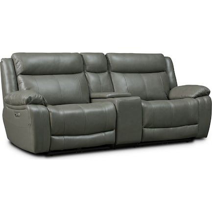 Vince 3-Piece Dual-Power Reclining Sofa with Console - Gray