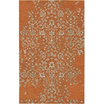 vines orange area rug  x    