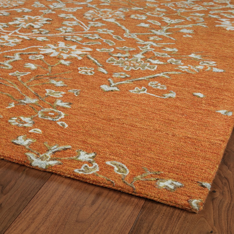 vines orange area rug  x    