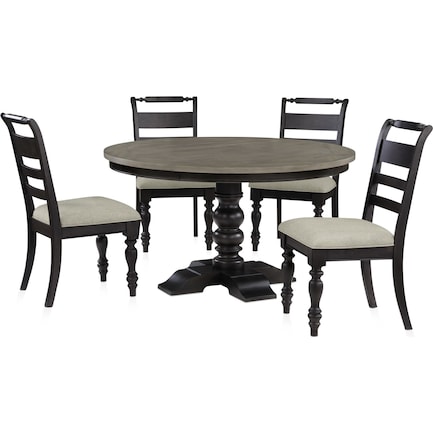 Vineyard Round Dining Table and 4 Dining Chairs
