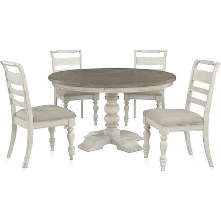 Vineyard Round Dining Table and 4 Dining Chairs - Ivory