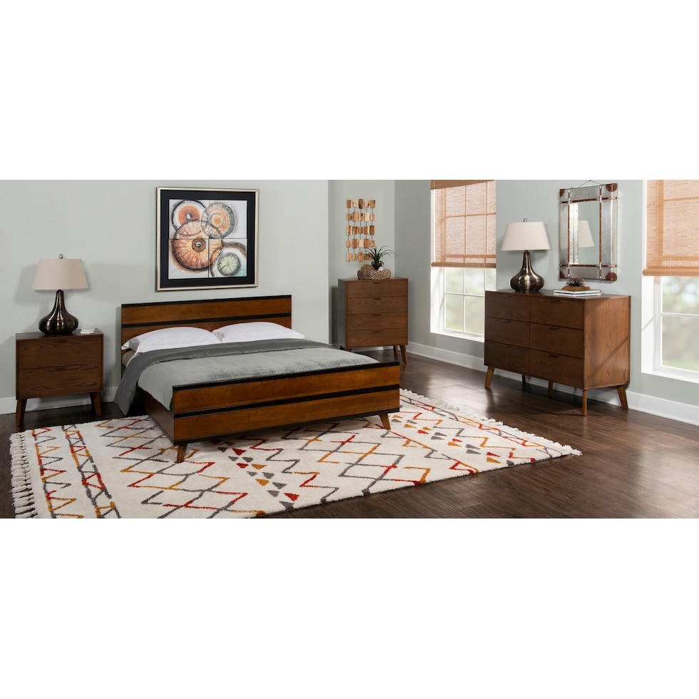 vino dark brown queen bed   