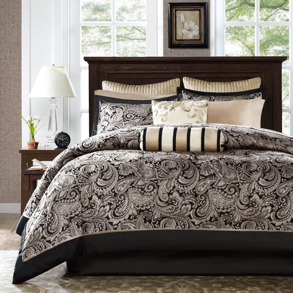 violet black full queen bedding set   