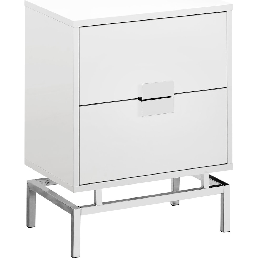 virgil white chrome end table   