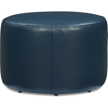 Wade Leather Ottoman - Navy