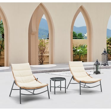 Waikiki Set of 2 Outdoor Lounge Chairs and End Table