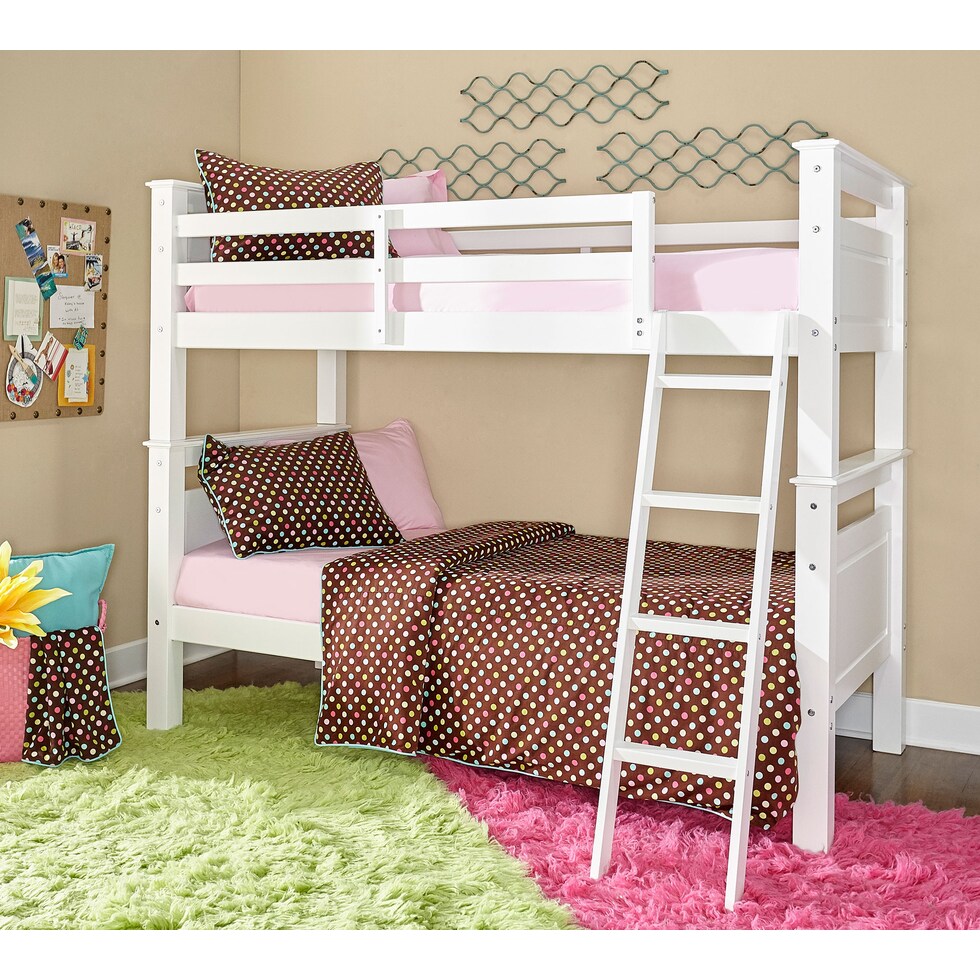 walker white twin over twin bunk bed   