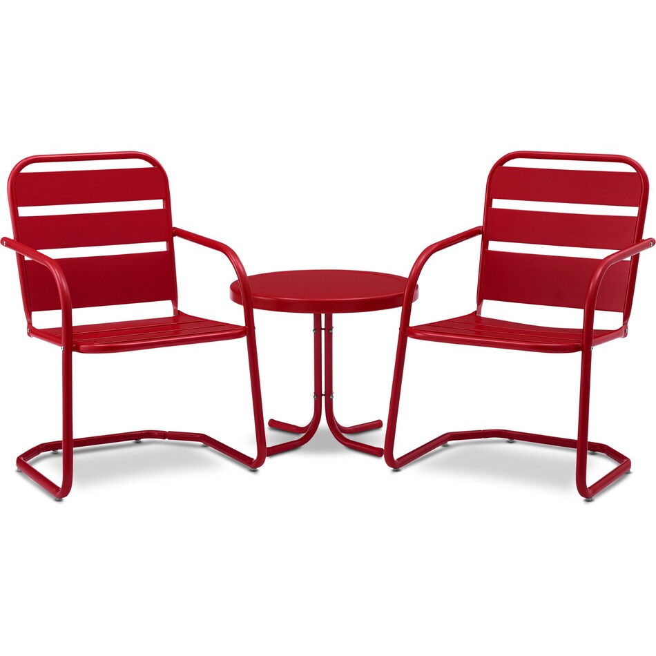 Wallace Set of 2 Outdoor Chairs and Side Table Red Value City Furniture