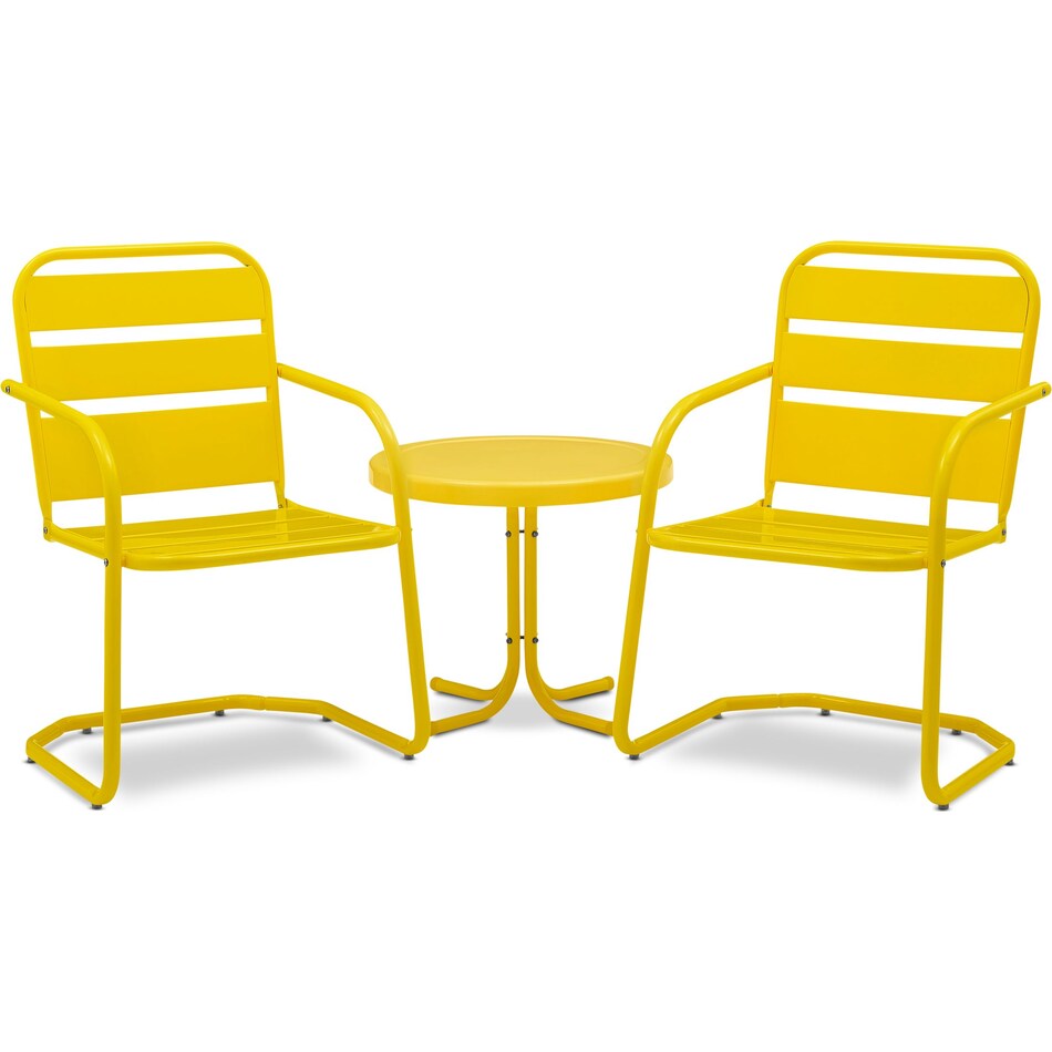 Wallace Set of 2 Outdoor Chairs and Side Table Yellow Value City