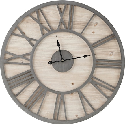 Walt Wall Clock - Natural/Gray