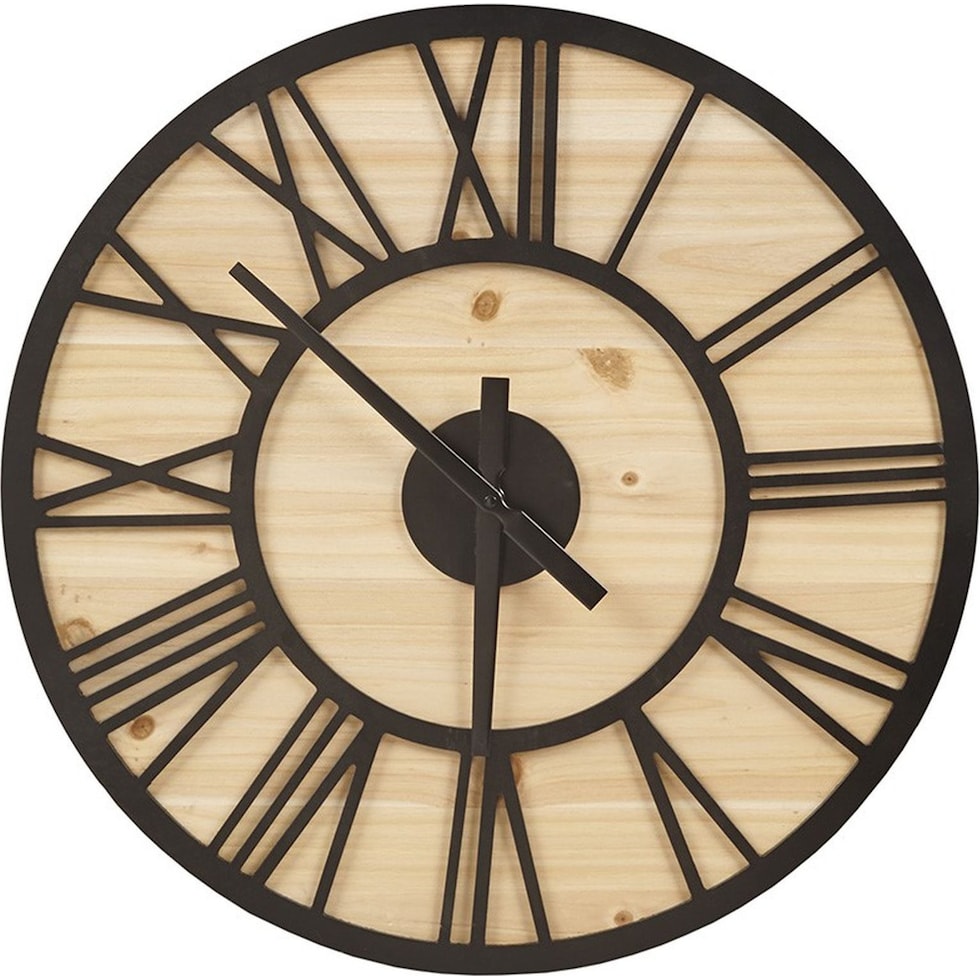 walt natural black wall clock   