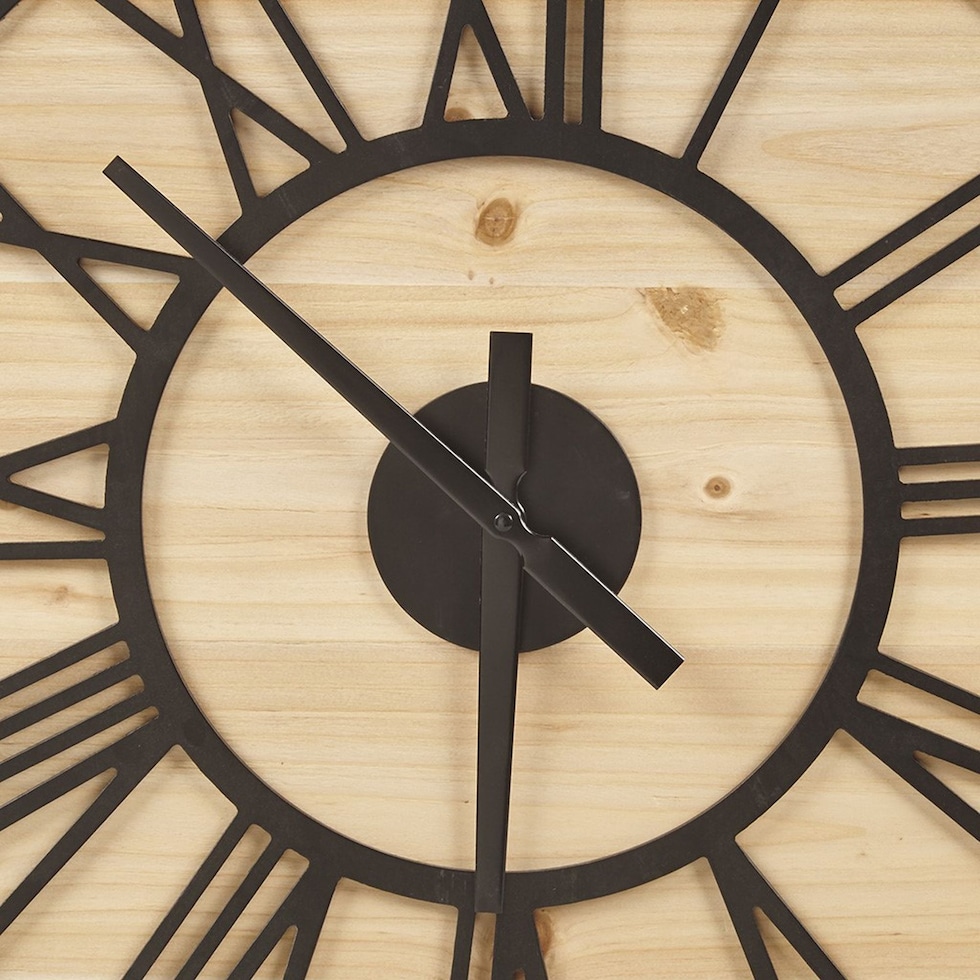 walt natural black wall clock   