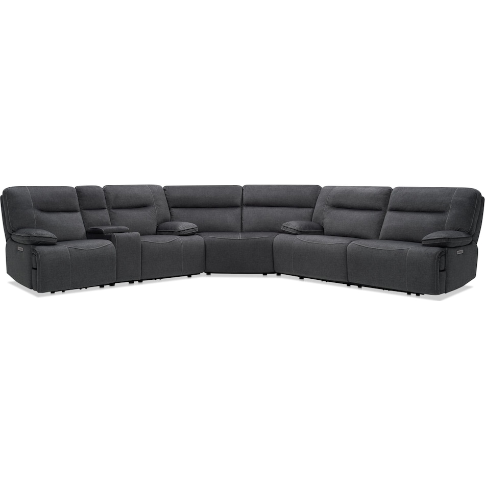 warner gray  pc power reclining sectional   