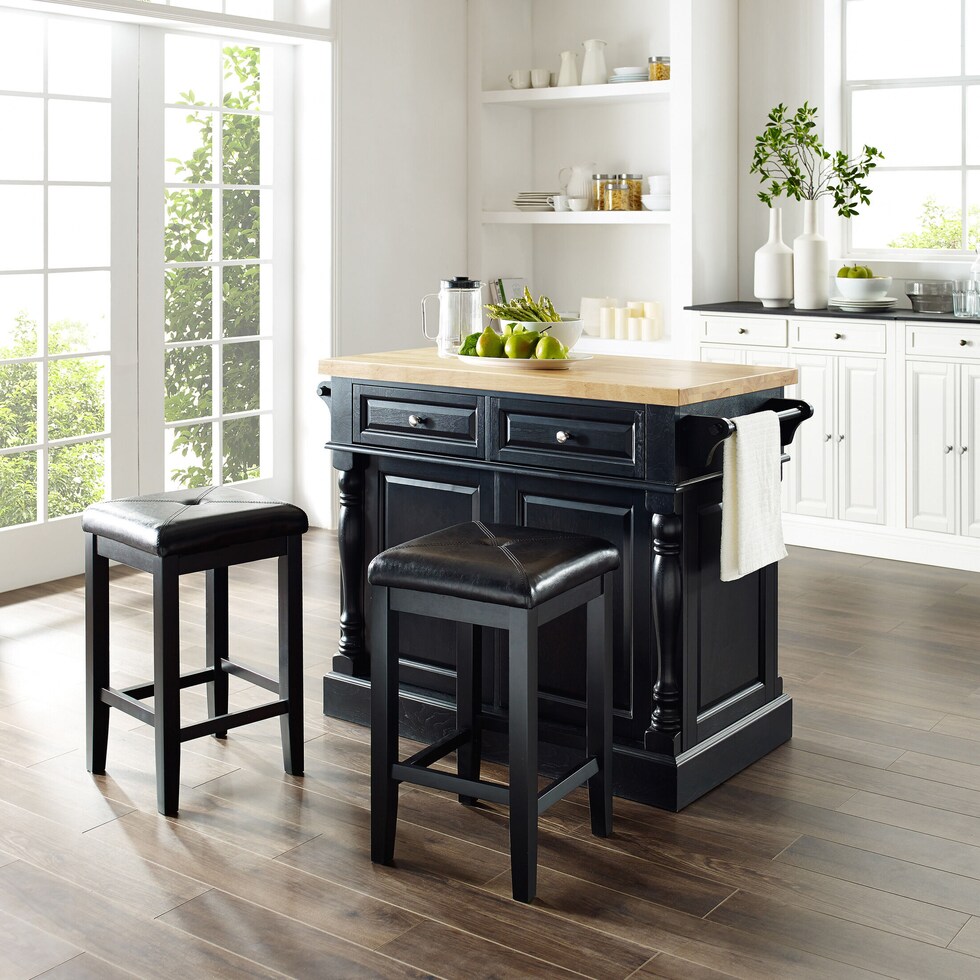 warren black kitchen island set   