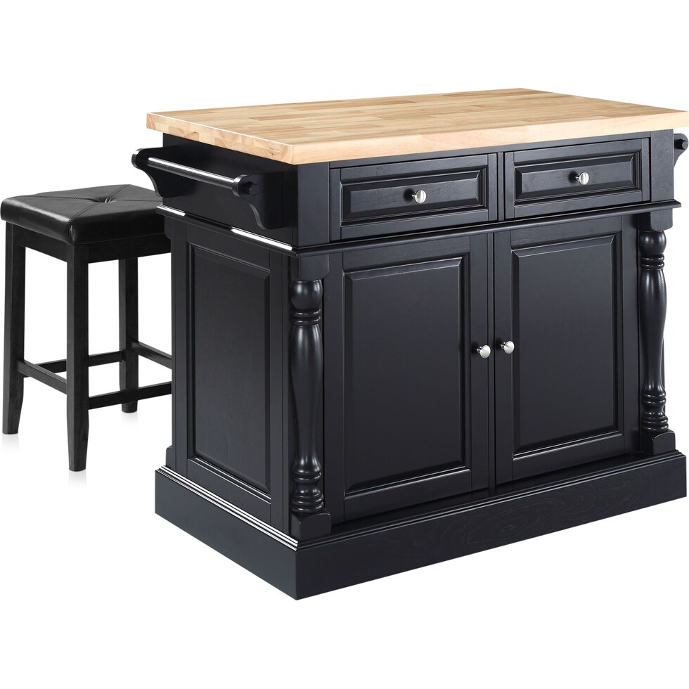 warren black kitchen island set   