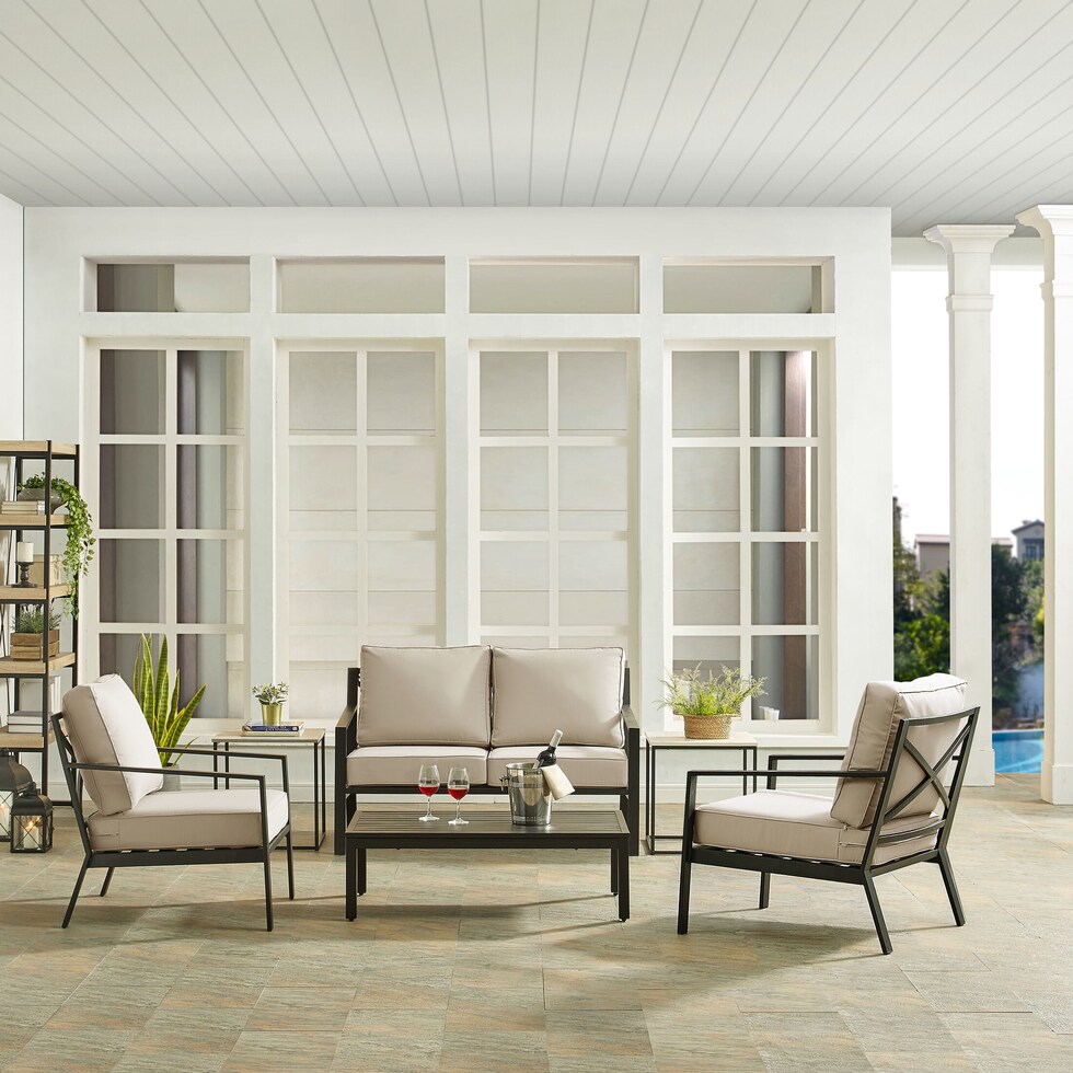 watson black outdoor loveseat set   