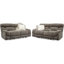 wave collection gray  pc manual reclining living room   