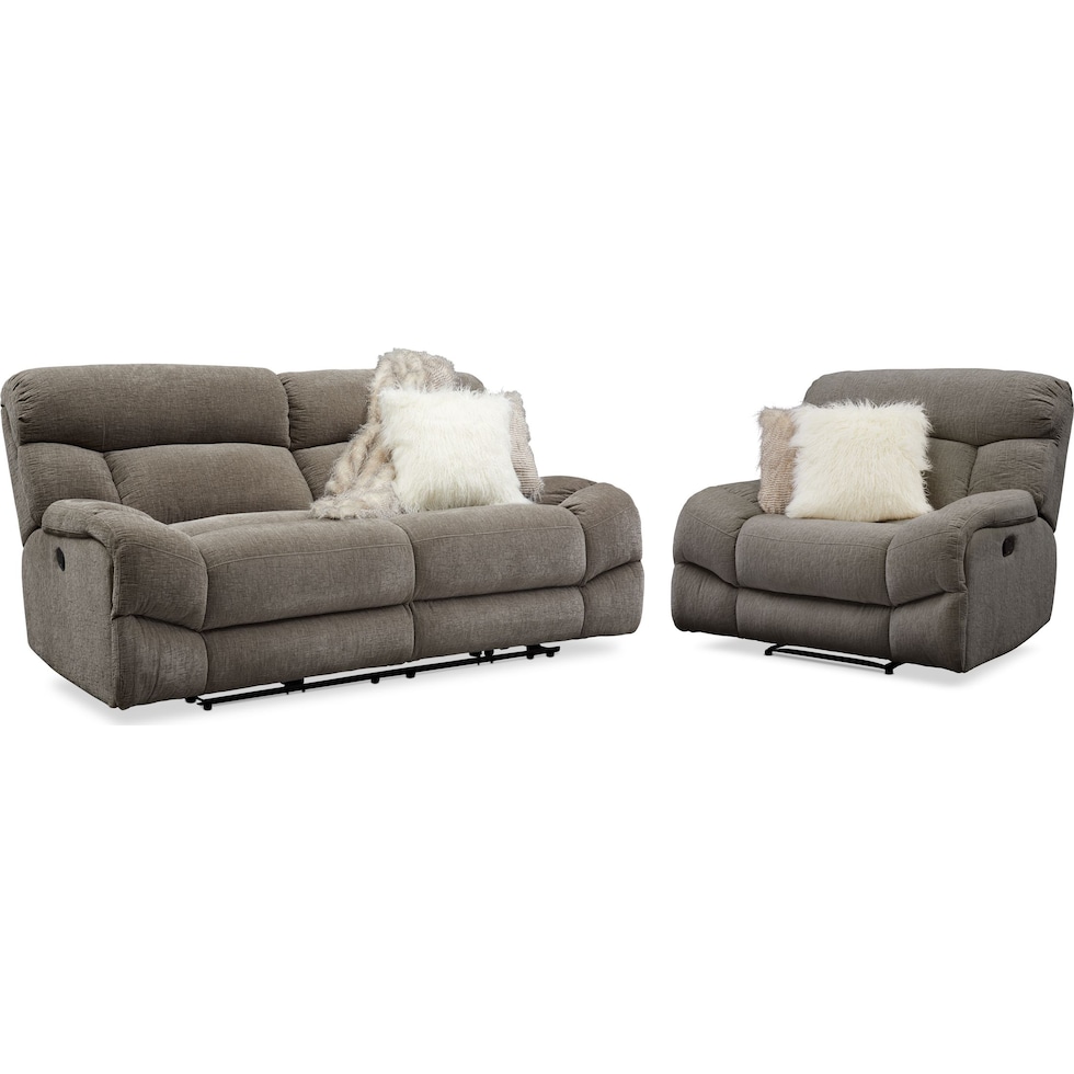 wave collection gray  pc manual reclining living room   