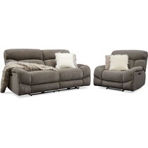 wave collection gray  pc power reclining living room   