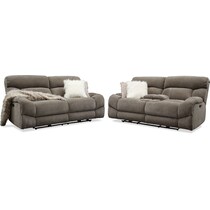 wave collection gray  pc power reclining living room   