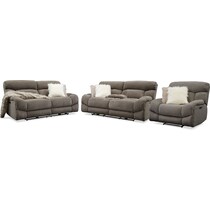 wave collection gray  pc power reclining living room   