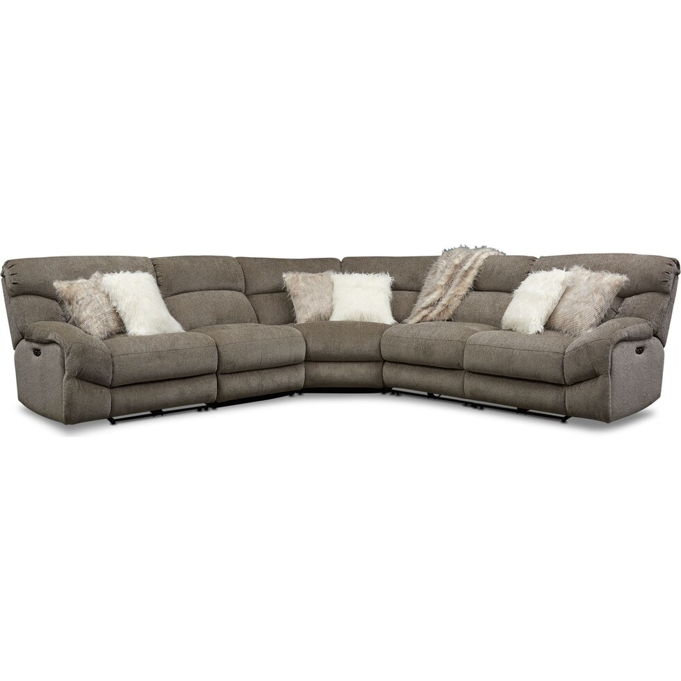 wave collection gray  pc power reclining sectional   