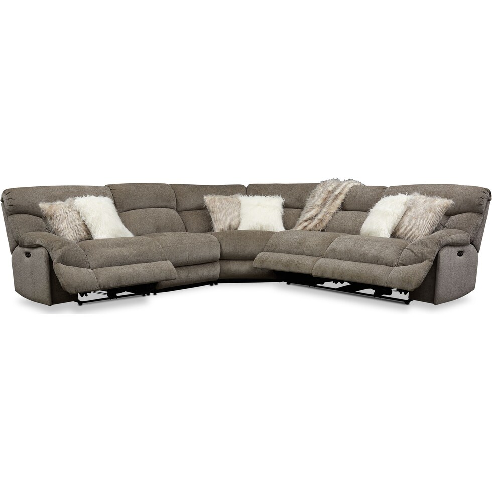 wave collection gray  pc power reclining sectional   