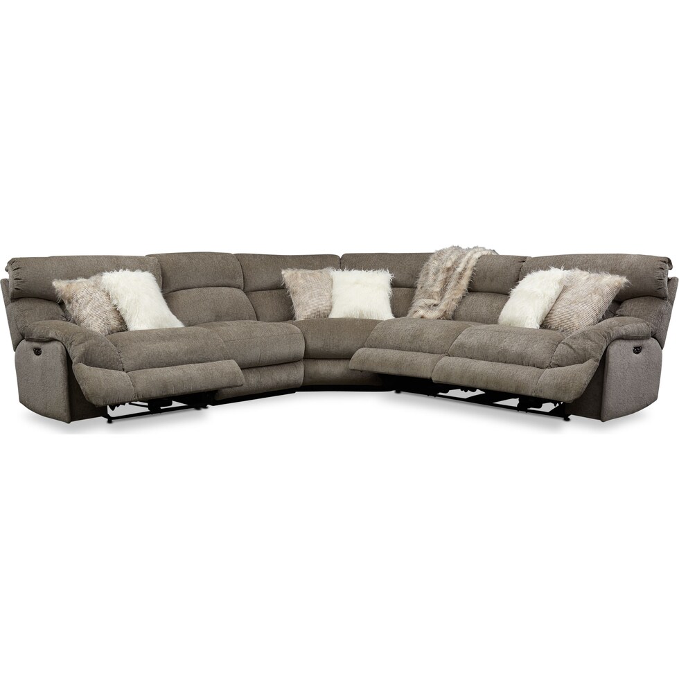 wave collection gray  pc power reclining sectional   