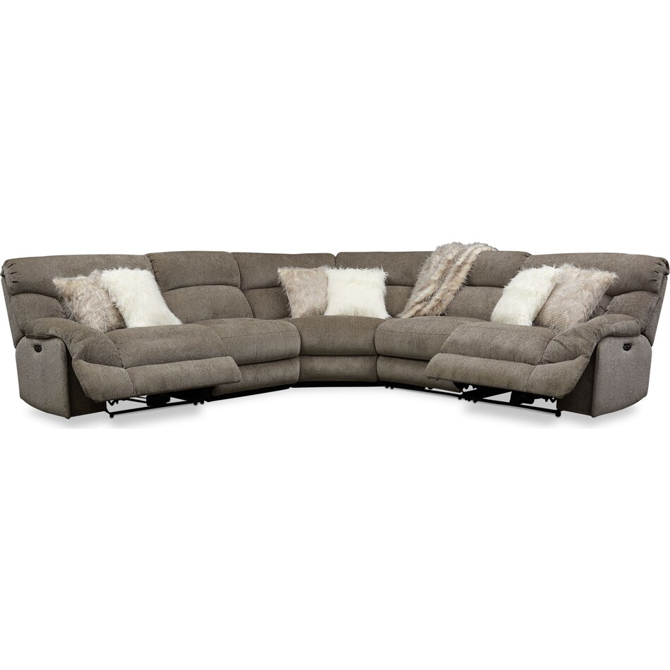 wave collection gray  pc power reclining sectional   