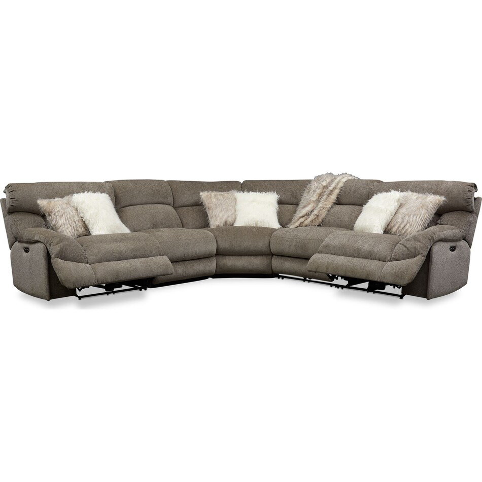 wave collection gray  pc power reclining sectional   