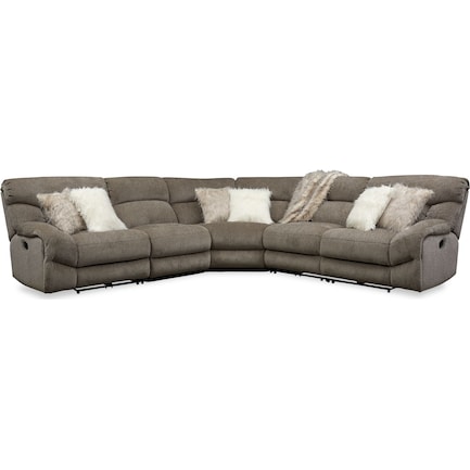 Wave 5-Piece Manual Reclining Sectional with 2 Reclining Seats - Ash