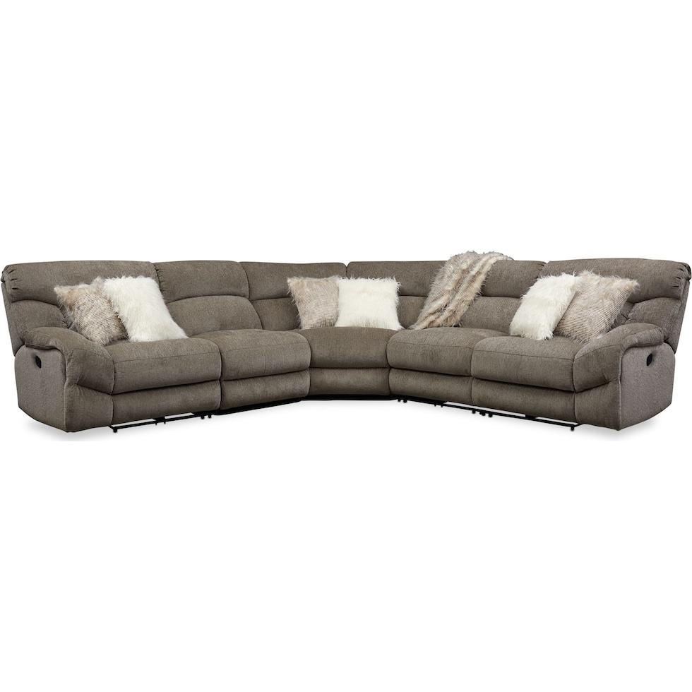 wave collection gray  pc reclining sectional   