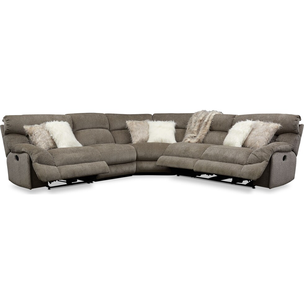 wave collection gray  pc reclining sectional   